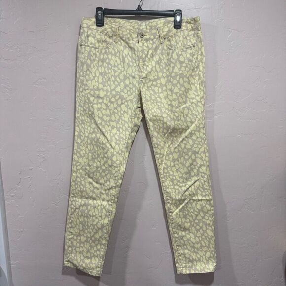 Loft Ann Taylor Women's Modern Straight Jeans Size 8 Yellow Animal Print - Picture 1 of 7